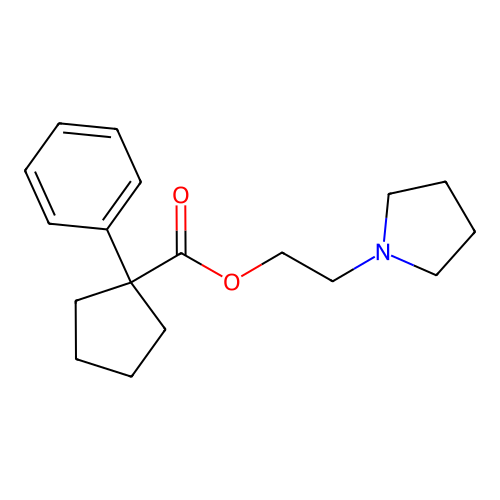 2-(Pyrrolidin-1-yl)ethyl 1-phenylcyclopentanecarboxylate structure
