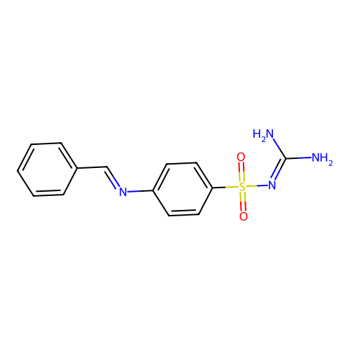 N-carbamimidoyl-4-{[(E)-phenylmethylidene]amino}benzenesulfonamide structure