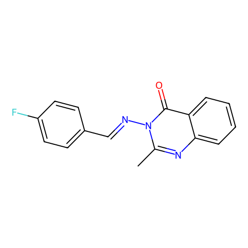 3-[(E)-(4-fluorophenyl)methylideneamino]-2-methylquinazolin-4-one structure