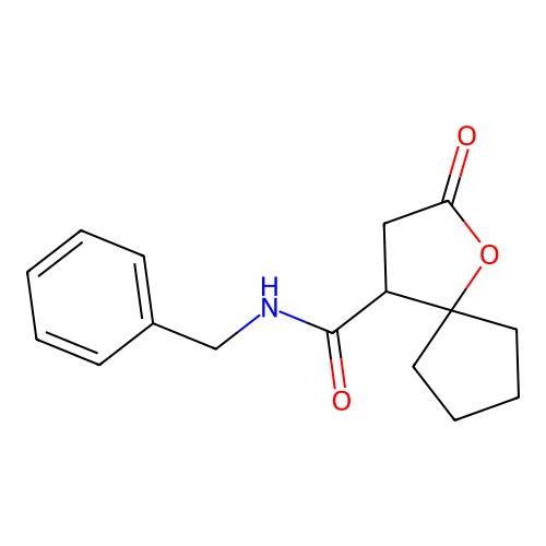 N-Benzyl-2-oxo-1-oxaspiro[4.4]nonane-4-carboxamide structure
