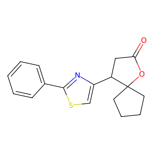 4-(2-Phenyl-thiazol-4-yl)-1-oxa-spiro[4.4]nonan-2-one structure