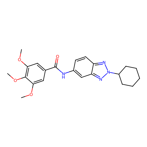 N-(2-cyclohexylbenzotriazol-5-yl)-3,4,5-trimethoxy-benzamide structure