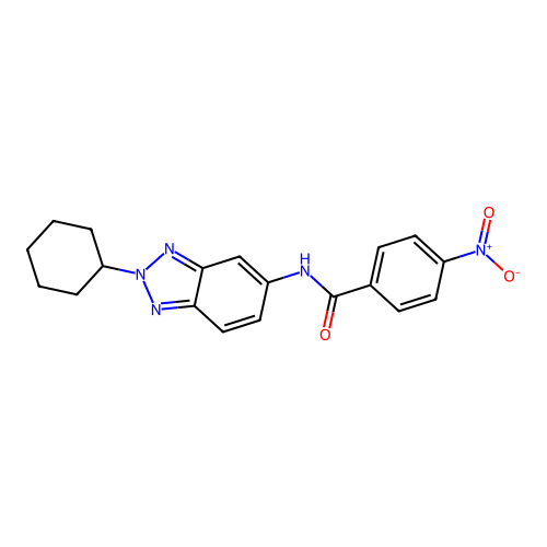 N-(2-cyclohexylbenzotriazol-5-yl)-4-nitro-benzamide structure