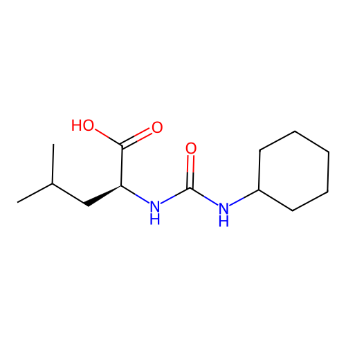 (S)-2-(3-cyclohexylureido)-4-methylpentanoic acid structure