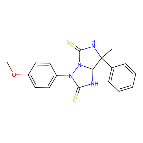 3-(4-methoxyphenyl)-7-methyl-7-phenyldihydro-1H-imidazo[1,5-b][1,2,4]triazole-2,5(3H,6H)-dithione structure