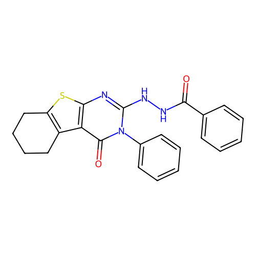 N'-(4-oxo-3-phenyl-5,6,7,8-tetrahydro-[1]benzothiolo[2,3-d]pyrimidin-2-yl)benzohydrazide structure