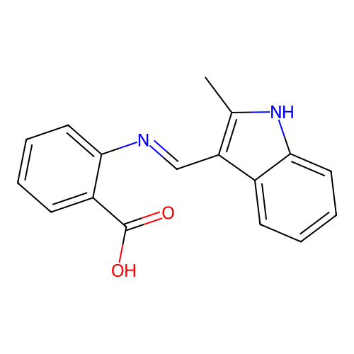 2-[(2-methyl-1H-indol-3-yl)methylideneamino]benzoic acid structure