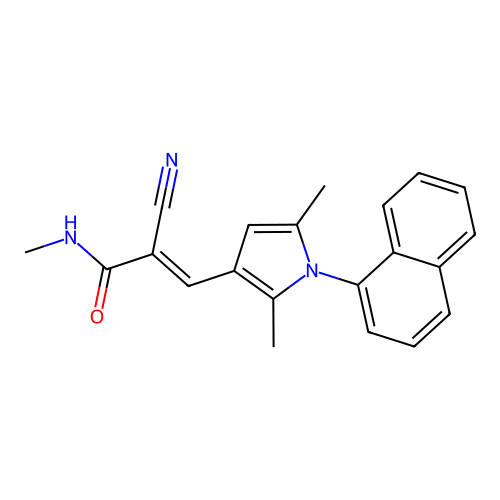 2-cyano-3-[2,5-dimethyl-1-(naphthalen-1-yl)-1H-pyrrol-3-yl]-N-methylprop-2-enamide structure