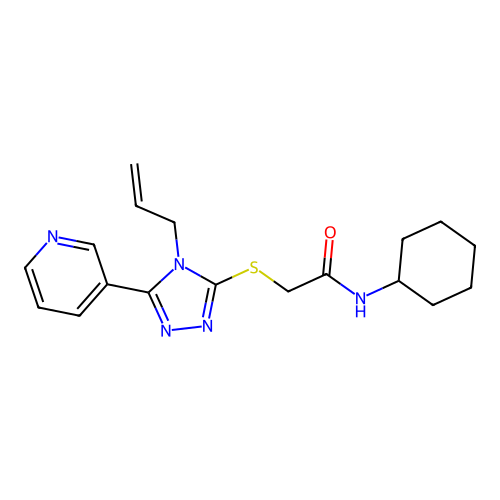 N-cyclohexyl-2-[(4-prop-2-enyl-5-pyridin-3-yl-1,2,4-triazol-3-yl)sulfanyl]acetamide structure