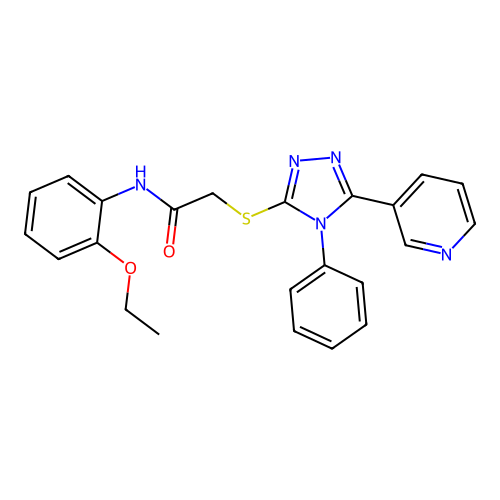 N-(2-ethoxyphenyl)-2-[(4-phenyl-5-pyridin-3-yl-1,2,4-triazol-3-yl)sulfanyl]acetamide structure