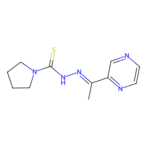 N-[(E)-1-pyrazin-2-ylethylideneamino]pyrrolidine-1-carbothioamide structure