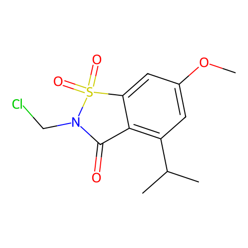 2-(Chloromethyl)-4-isopropyl-6-methoxybenzo[D]isothiazol-3(2H)-one 1,1-dioxide structure