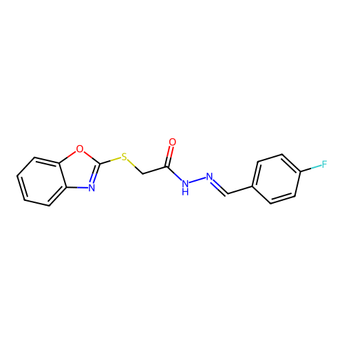 2-(1,3-benzoxazol-2-ylsulfanyl)-N'-[(E)-(4-fluorophenyl)methylidene]acetohydrazide structure