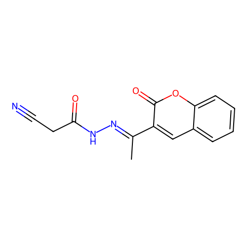 2-cyano-N'-[(1E)-1-(2-oxo-2H-chromen-3-yl)ethylidene]acetohydrazide structure