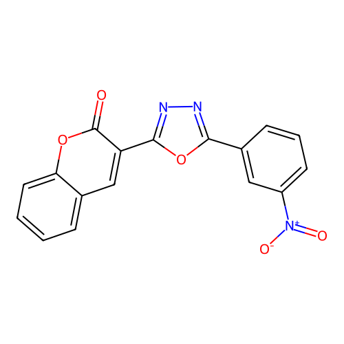 3-[5-(3-Nitrophenyl)-1,3,4-oxadiazol-2-yl]chromen-2-one structure