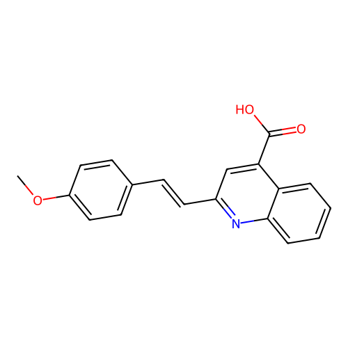 2-[(E)-2-(4-methoxyphenyl)ethenyl]quinoline-4-carboxylic acid structure