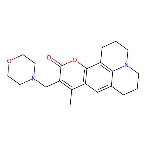 9-methyl-10-(morpholinomethyl)-2,3,6,7-tetrahydro-1H-pyrano[2,3-f]pyrido[3,2,1-ij]quinolin-11(5H)-one structure
