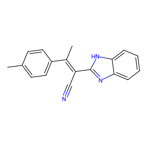 (2E)-2-(1H-benzimidazol-2-yl)-3-(4-methylphenyl)but-2-enenitrile structure