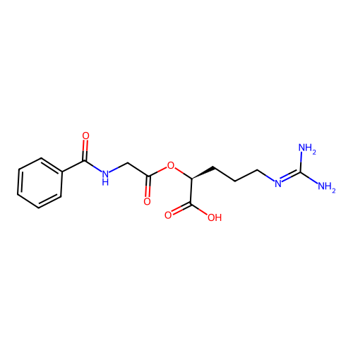 (2S)-2-(2-benzamidoacetyl)oxy-5-(diaminomethylideneamino)pentanoic acid structure