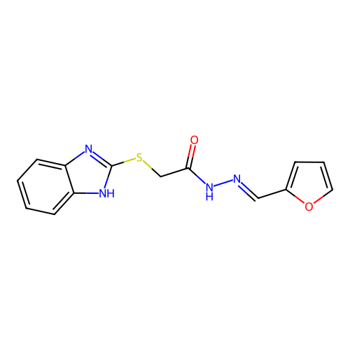 2-(1H-benzimidazol-2-ylsulfanyl)-N-[(E)-furan-2-ylmethylideneamino]acetamide structure