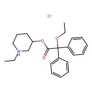 1-Ethylpiperidin-3-yl ethoxy(diphenyl)acetate--hydrogen chloride (1/1) structure