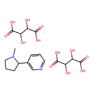 2,3-Dihydroxybutanedioic acid--3-(1-methylpyrrolidin-2-yl)pyridine (2/1) structure