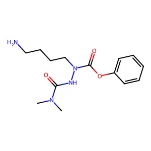N(alpha)-(N,N-dimethylcarbamoyl)alpha-azalysine phenyl ester structure