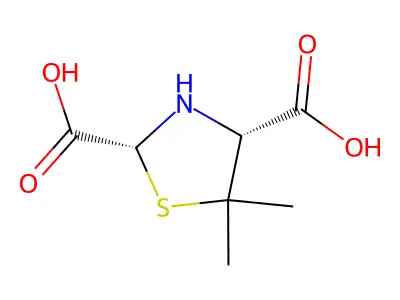 5,5-Dimethylthiazolidine-2,4-dicarboxylic acid structure