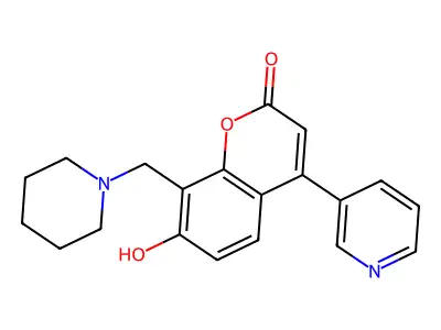 Coumarin, 7-hydroxy-8-(piperidinomethyl)-4-(3-pyridyl)- structure