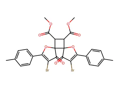 1,7-Dioxadispiro(4.0.4.2)dodeca-2,8-diene-11,12-dicarboxylic acid, 2,8-bis(4-methylphenyl)-3,9-dibromo-4,10-dioxo-, dimethyl ester, (5-alpha,6-alpha,11-alpha,12-alpha)- structure
