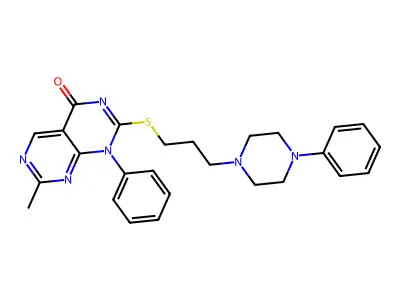 Pyrimido(4,5-d)pyrimidin-4(1H)-one, 7-methyl-1-phenyl-2-((3-(4-phenyl-1-piperazinyl)propyl)thio)- structure