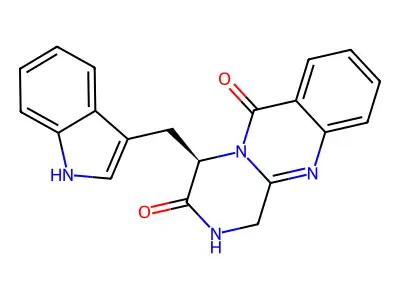 4-(1H-indol-3-ylmethyl)-2,4-dihydro-1H-pyrazino[2,1-b]quinazoline-3,6-dione structure
