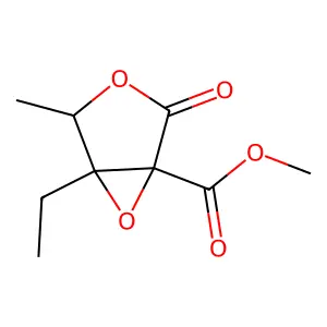 Methyl 5-ethyl-4-methyl-2-oxo-3,6-dioxabicyclo(3.1.0)hexane-1-carboxylate structure
