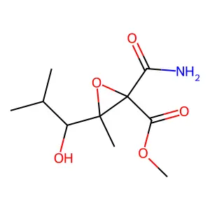 1-Carbamoyl-2,4-dimethyl-1,2-epoxy-3-hydroxy-1-(methoxycarbonyl)pentane structure