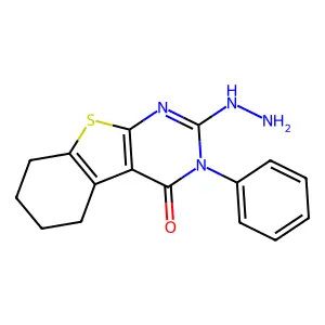 2-Hydrazino-3-phenyl-5,6,7,8-tetrahydro[1]benzothieno[2,3-d]pyrimidine-4(3H)-one structure