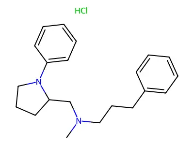 (-)-N-Methyl-1-phenyl-N-(3-phenylpropyl)-2-pyrrolidinemethanamine monohydrochloride structure
