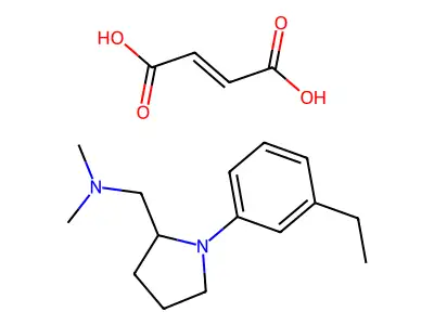 but-2-enedioic acid;1-[1-(3-ethylphenyl)pyrrolidin-2-yl]-N,N-dimethylmethanamine structure