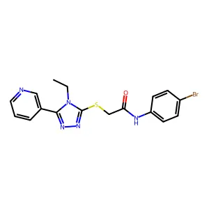 N-(4-BR-PH)-2-((4-Ethyl-5-(3-pyridinyl)-4H-1,2,4-triazol-3-YL)thio)acetamide structure