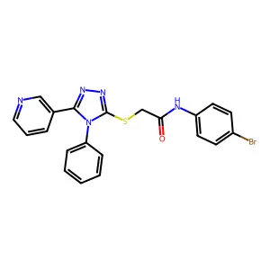 N-(4-bromophenyl)-2-[(4-phenyl-5-pyridin-3-yl-1,2,4-triazol-3-yl)sulfanyl]acetamide structure
