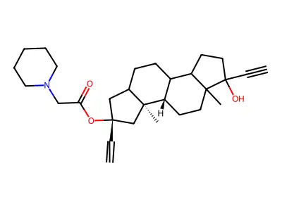 (2-beta,5-alpha,17-alpha)-2-Ethynyl-A-norpregn-20-yne-2,17-diol 2-(1-piperidineacetate) structure