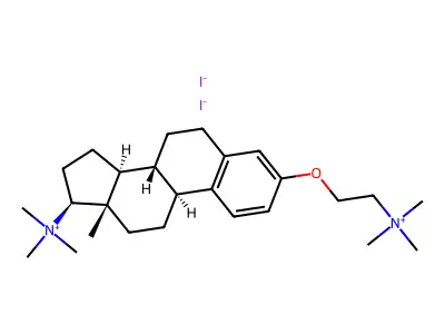 Estra-1,3,5(10)-trien-17-aminium, N,N,N-trimethyl-3-(2-(trimethylammonio)ethoxy)-, diiodide, (17-beta)- structure