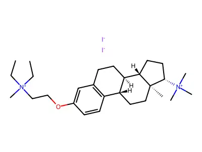 Estra-1,3,5(10)-trien-17-aminium, 3-(2-(diethylmethylammonio)ethoxy)-N,N,N-trimethyl-, diiodide, (17-beta)- structure