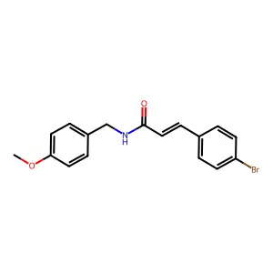 3-(4-bromophenyl)-N-(4-methoxybenzyl)acrylamide structure