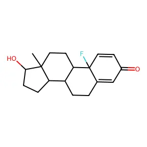 10Beta-fluoro-17beta-hydroxy-estra-1,4-dien-3-one structure