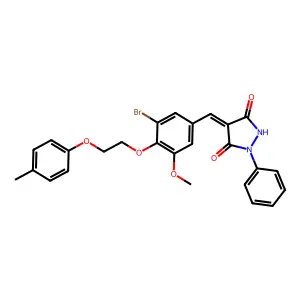(Z)-4-(3-bromo-5-methoxy-4-(2-(p-tolyloxy)ethoxy)benzylidene)-1-phenylpyrazolidine-3,5-dione structure