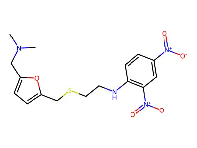 2-Furanmethanamine, N,N-dimethyl-5-(((2-((2,4-dinitrophenyl)amino)ethyl)thio)methyl)- structure