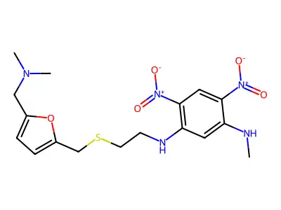 1,3-Benzenediamine, N-(2-(((5-((dimethylamino)methyl)-2-furanyl)methyl)thio)ethyl)-4,6-dinitro-N'-methyl- structure
