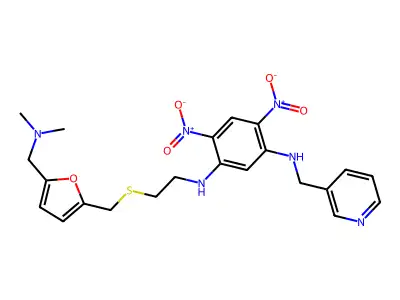 1,3-Benzenediamine, N-(2-(((5-((dimethylamino)methyl)-2-furanyl)methyl)thio)ethyl)-4,6-dinitro-N'-(3-pyridinylmethyl)- structure
