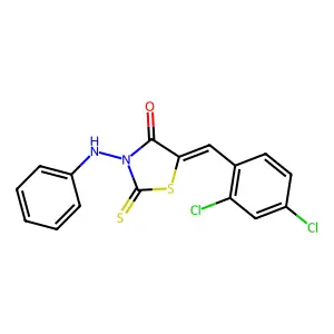 (Z)-5-(2,4-dichlorobenzylidene)-3-(phenylamino)-2-thioxothiazolidin-4-one structure