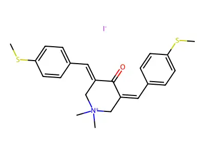 Piperidinium,1,1-dimethyl-3,5-bis[[4-(methylthio)phenyl]methylene]-4-oxo-, iodide (1:1) structure